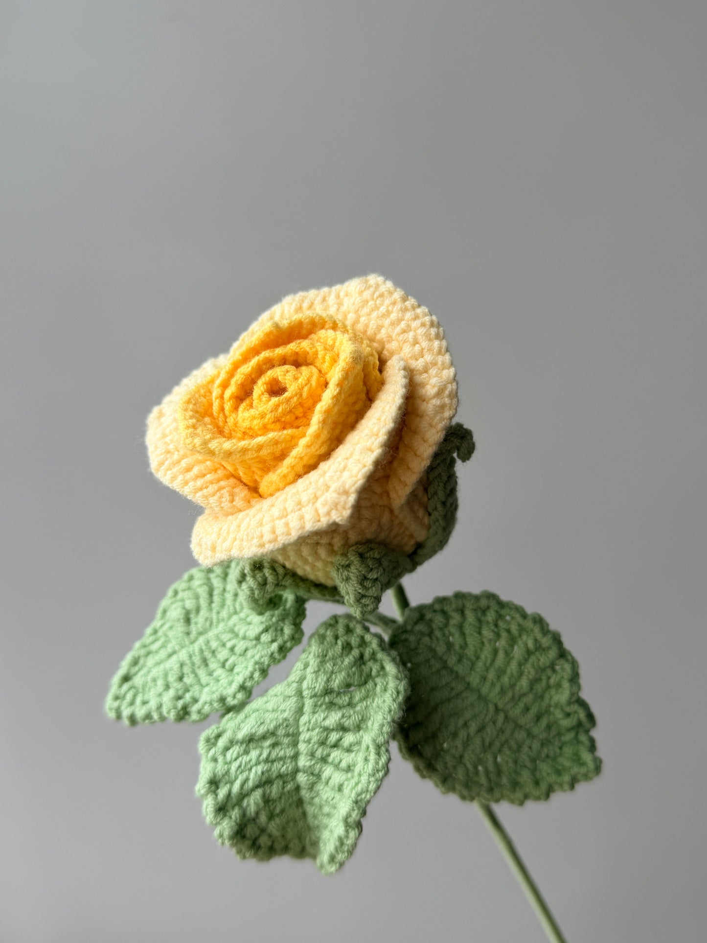 Wine Glass Rose Crochet Flower Stem