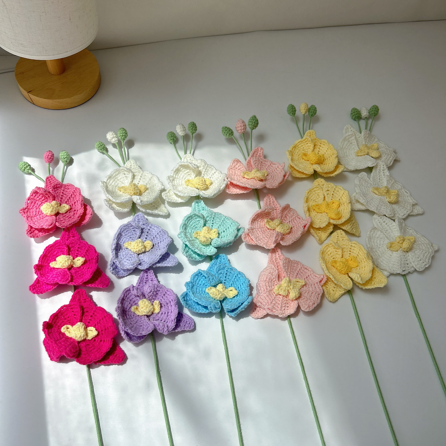Orchid (3 Flowers) Crochet Flower Stem