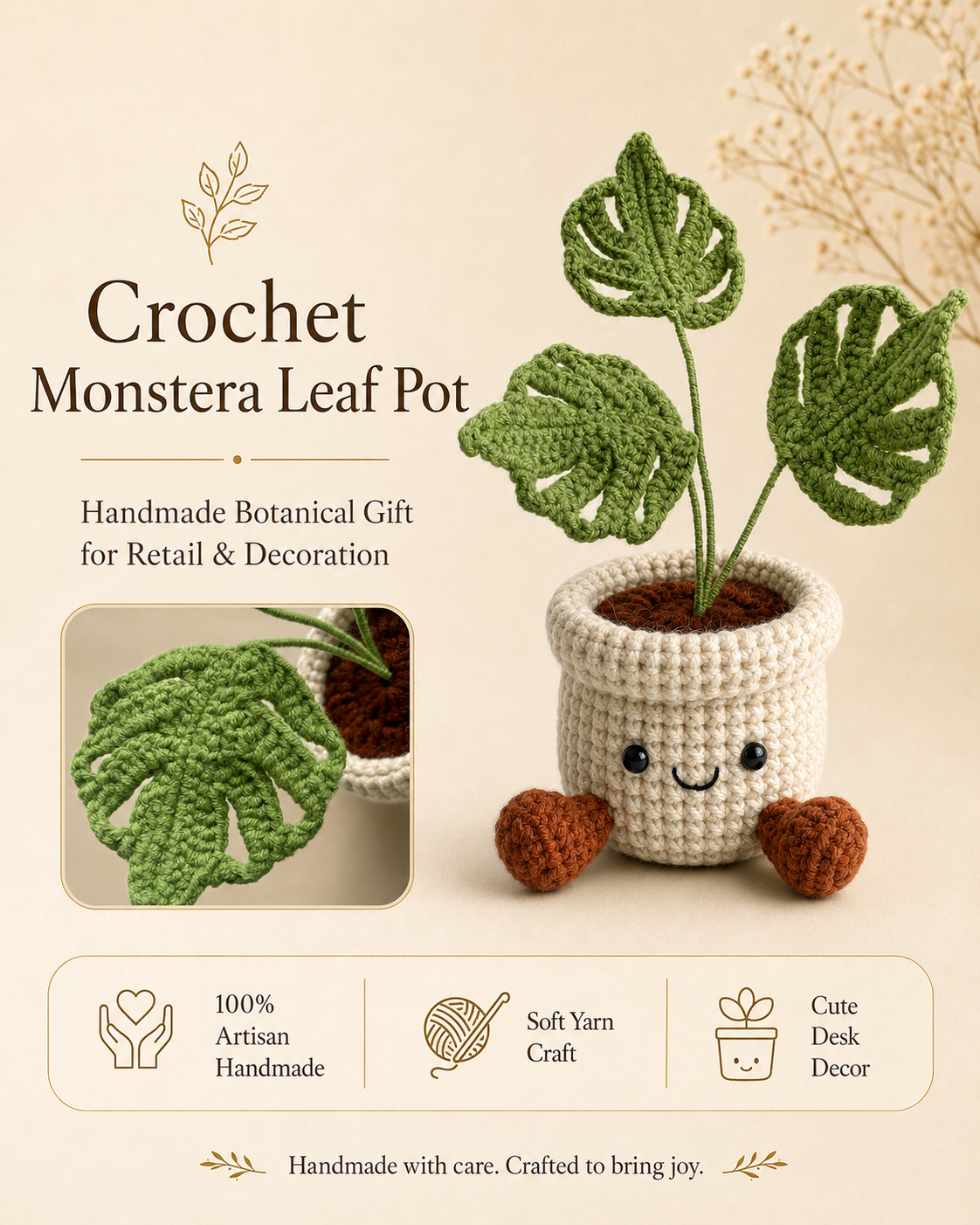Crochet Monstera Leaf Pot