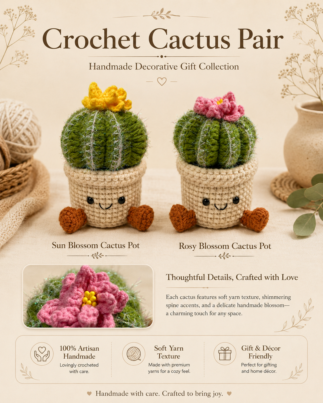 Crochet Cactus Pair
