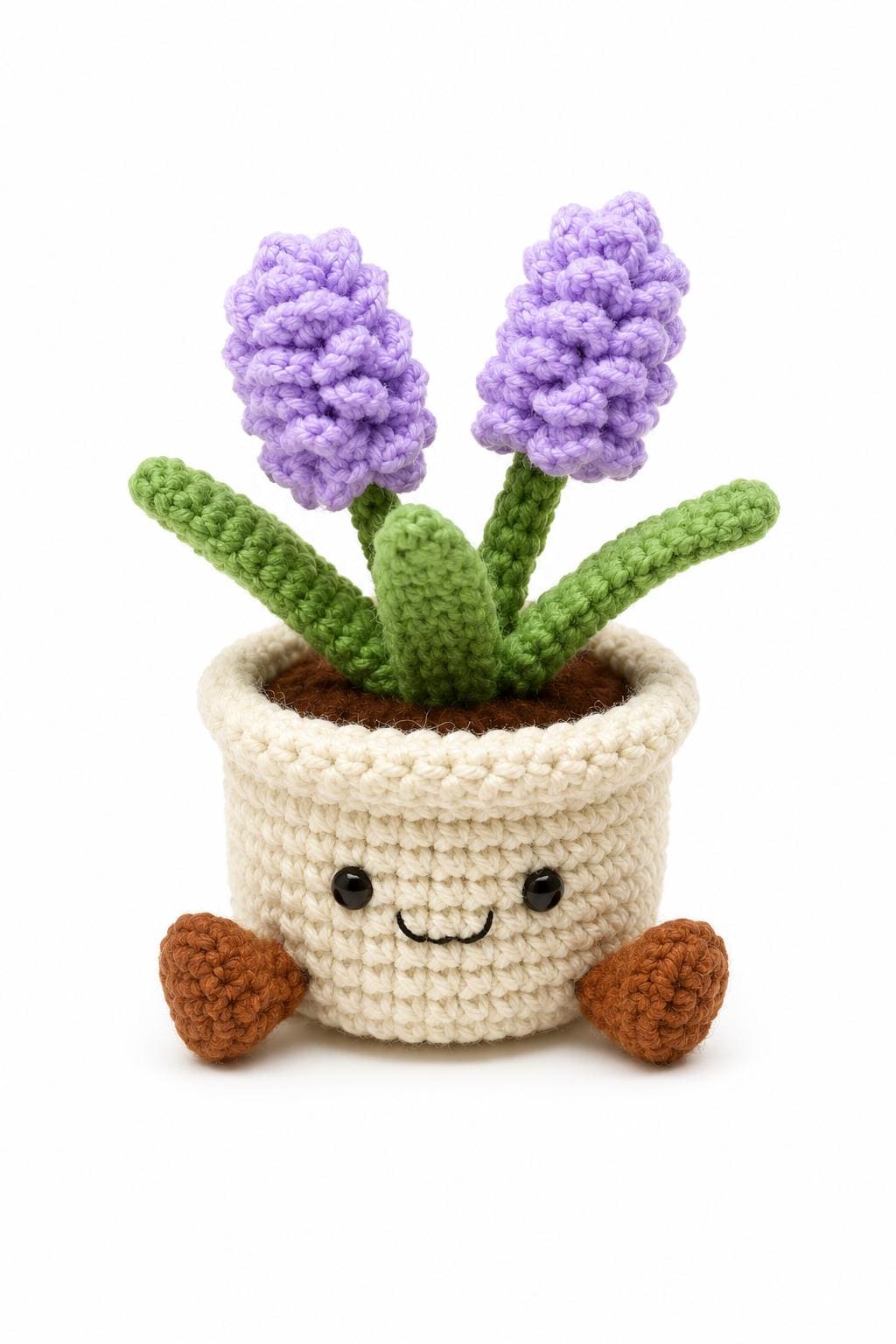 Crochet Small Hyacinth Flower Smile Pot, Handmade Yarn Plant Decor, Cute Hyacinth Gift, Botanical Home Decoration, Cottagecore Decor