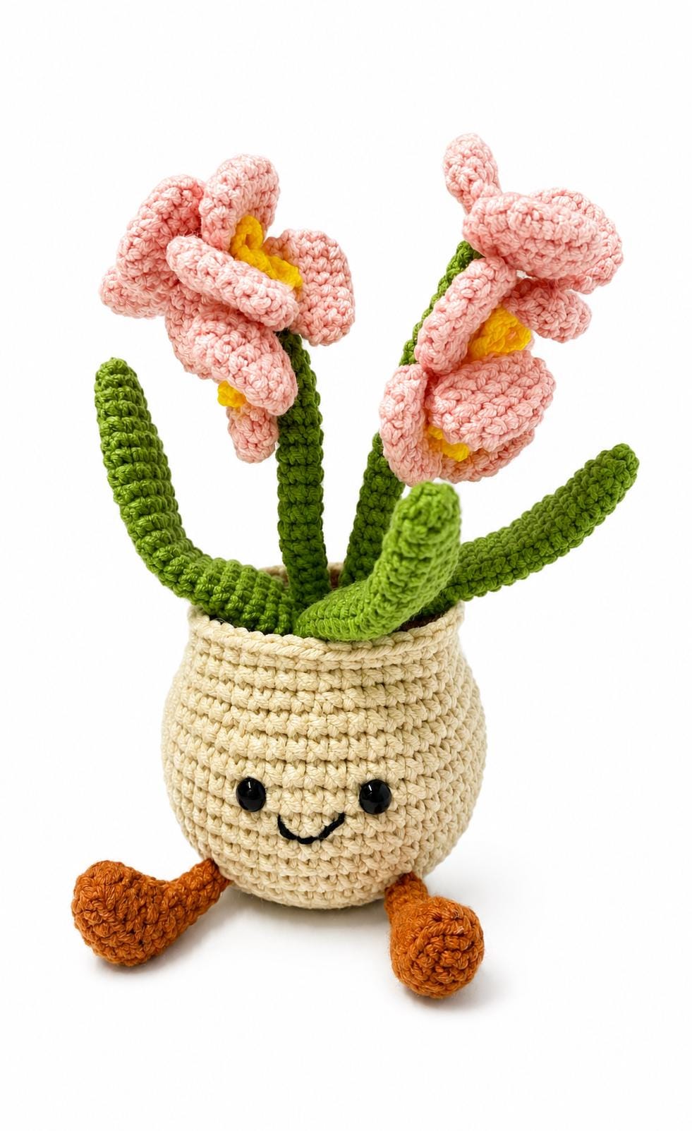 Crochet Medium Orchid Flower Pot, Handmade Yarn Plant Decor, Cute Orchid Gift, Botanical Home Decoration, Cottagecore Decor