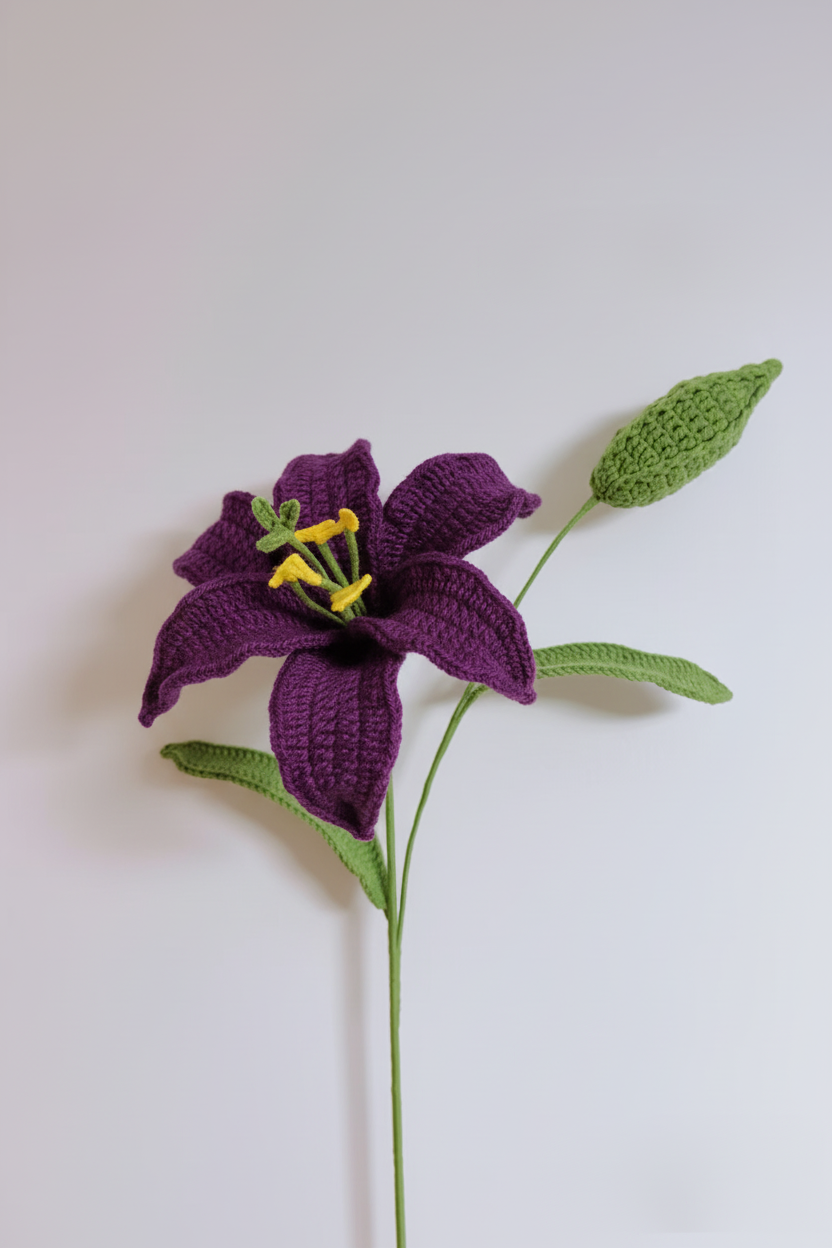 Lily with Bud Crochet Flower Stem