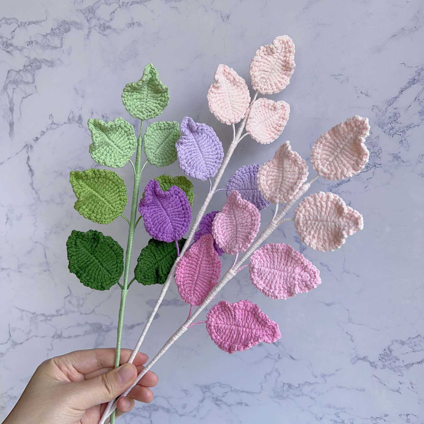 Rose Leaf Crochet Flower Stem