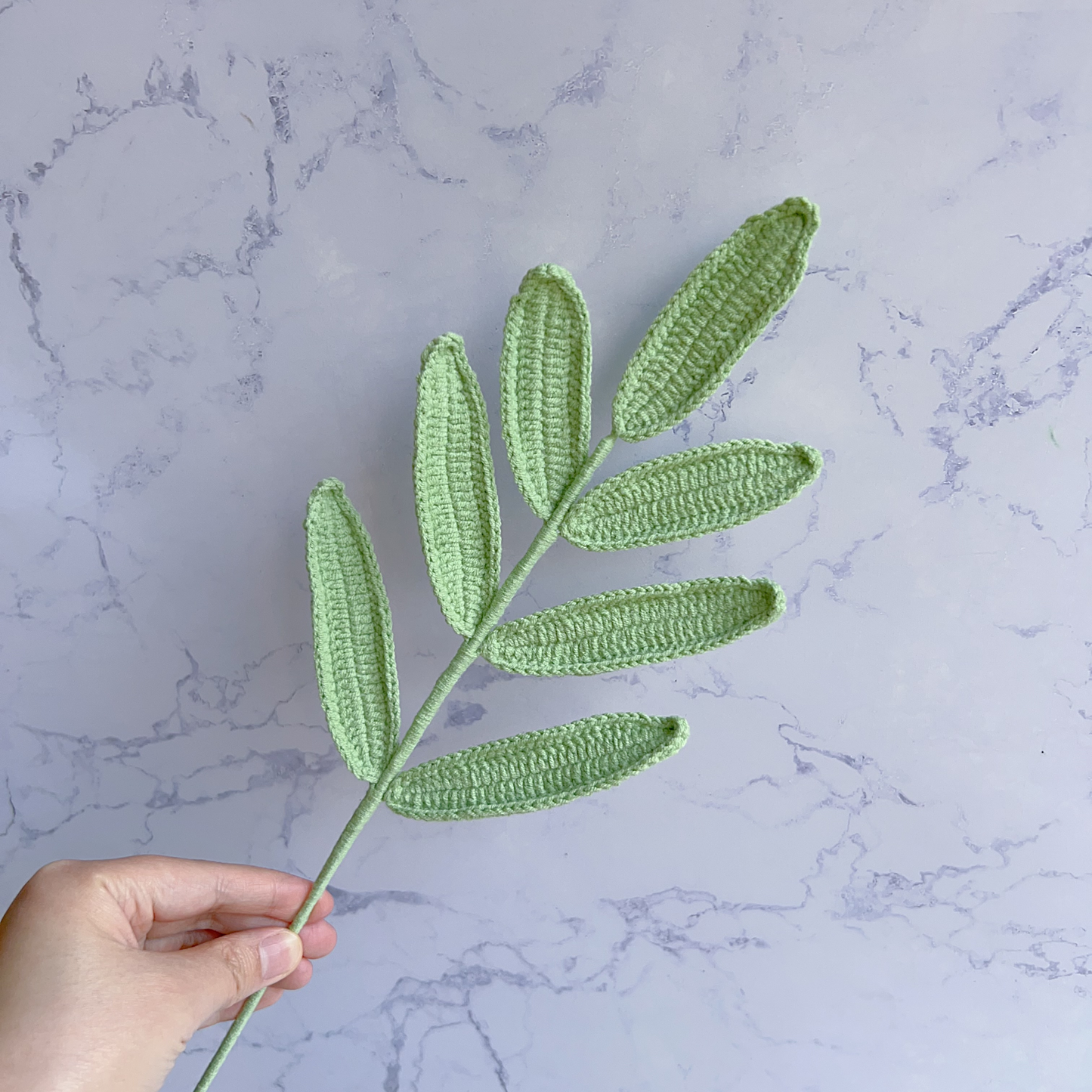 Olive Leaf Crochet Flower Stem