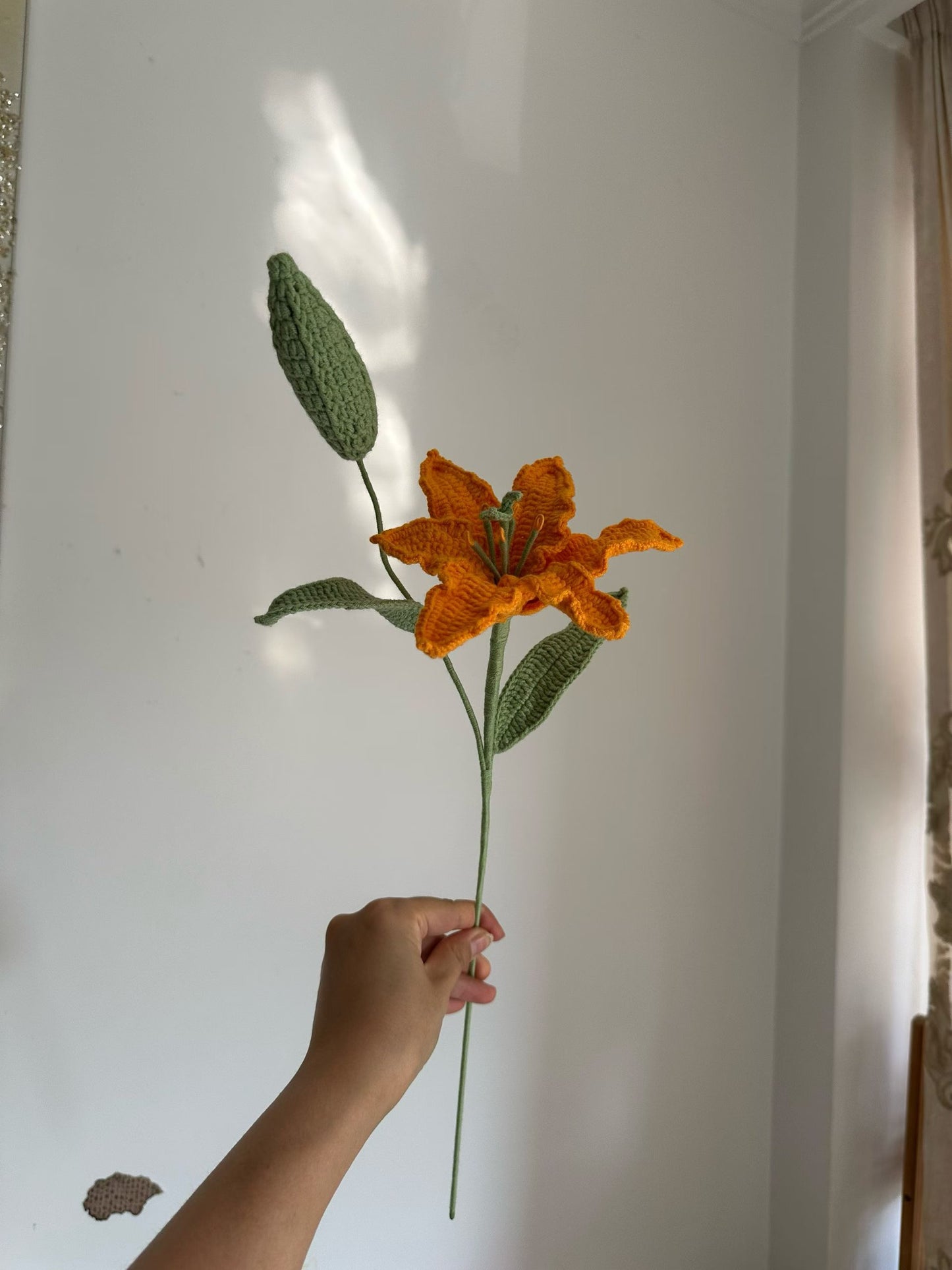 Lily with Bud Crochet Flower Stem