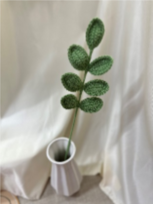 Wintergreen Leaf Crochet Flower Stem