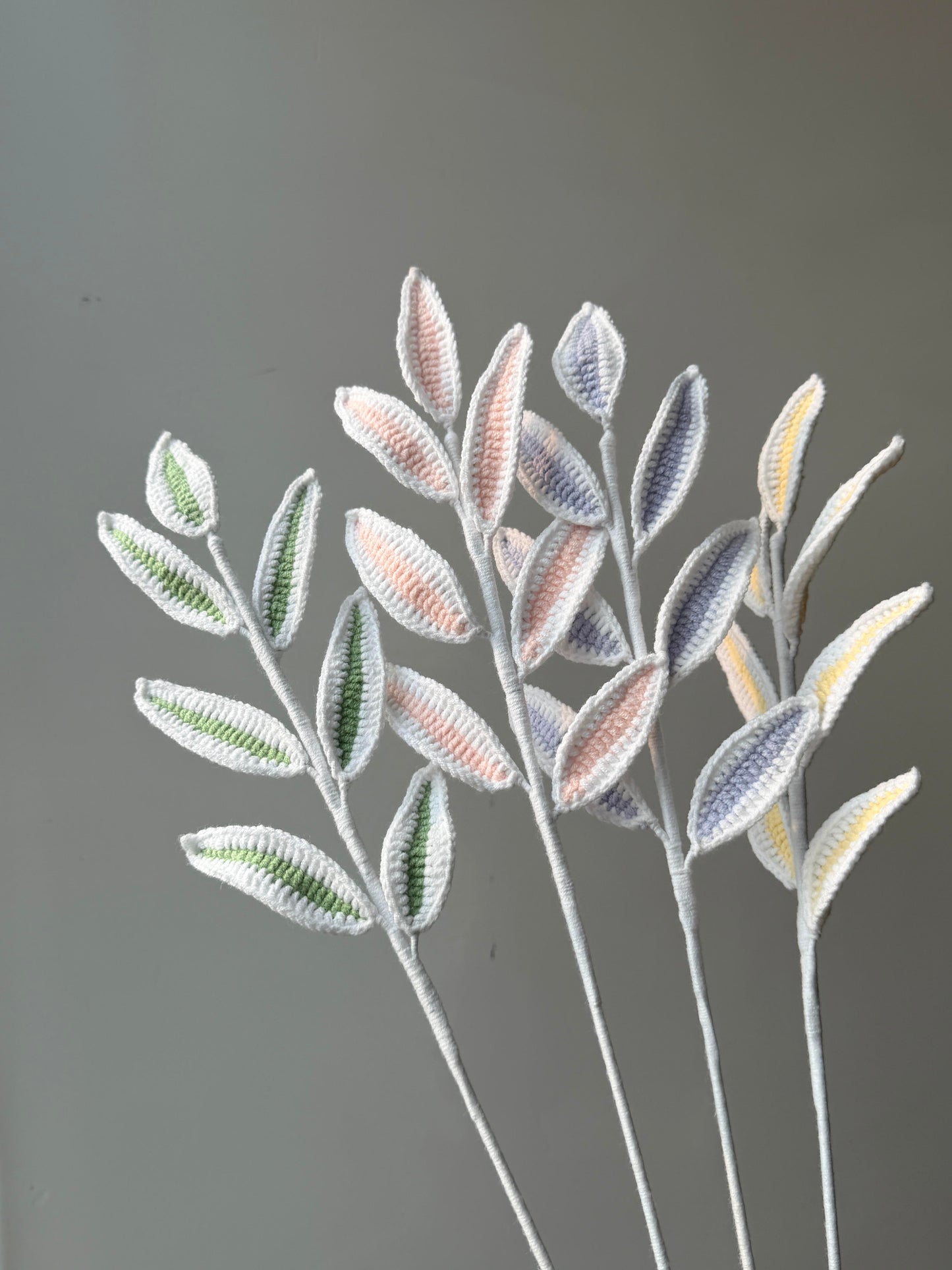 Candy Vein Leaves Crochet Flower Stem