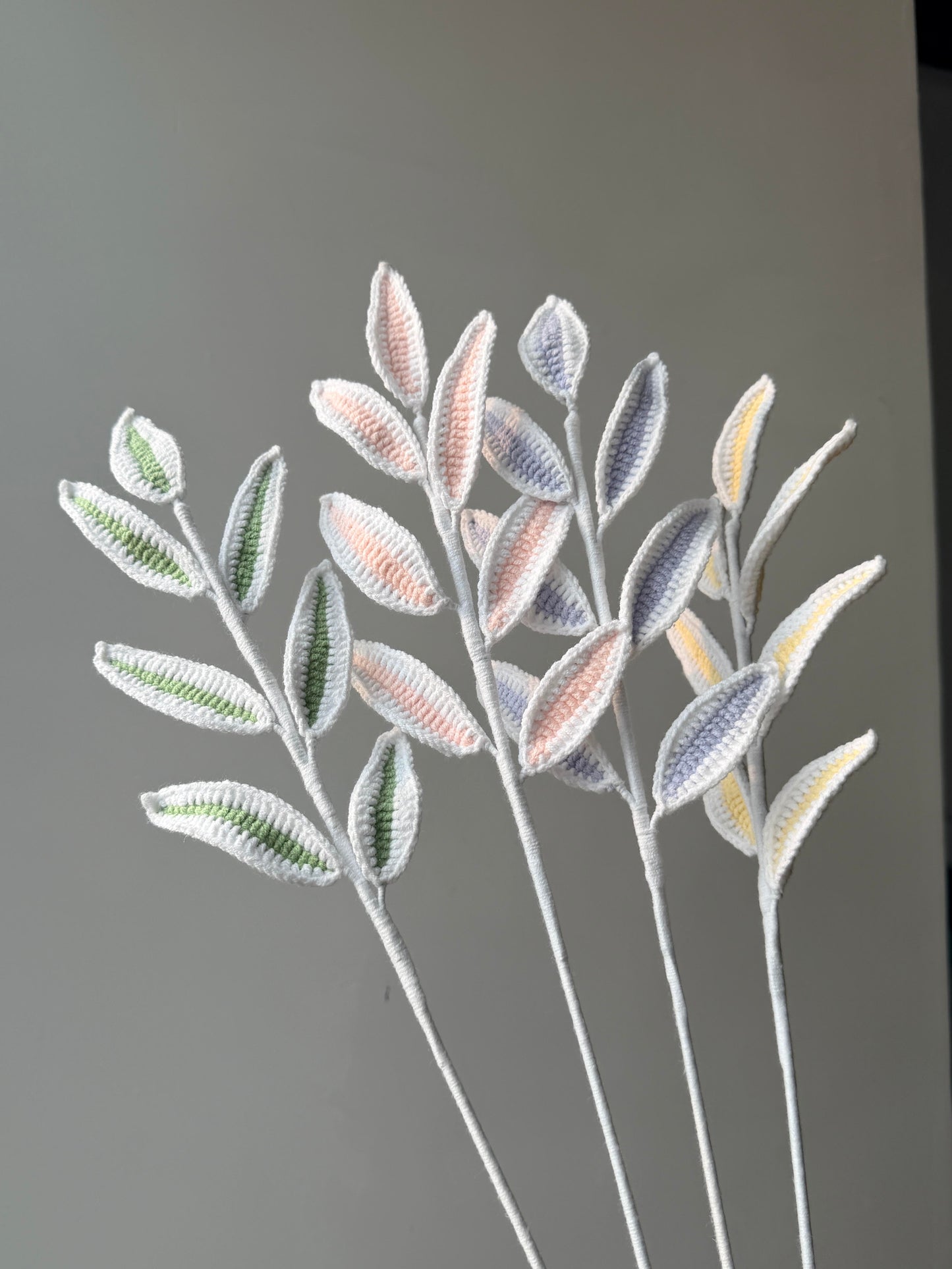 Candy Vein Leaves Crochet Flower Stem