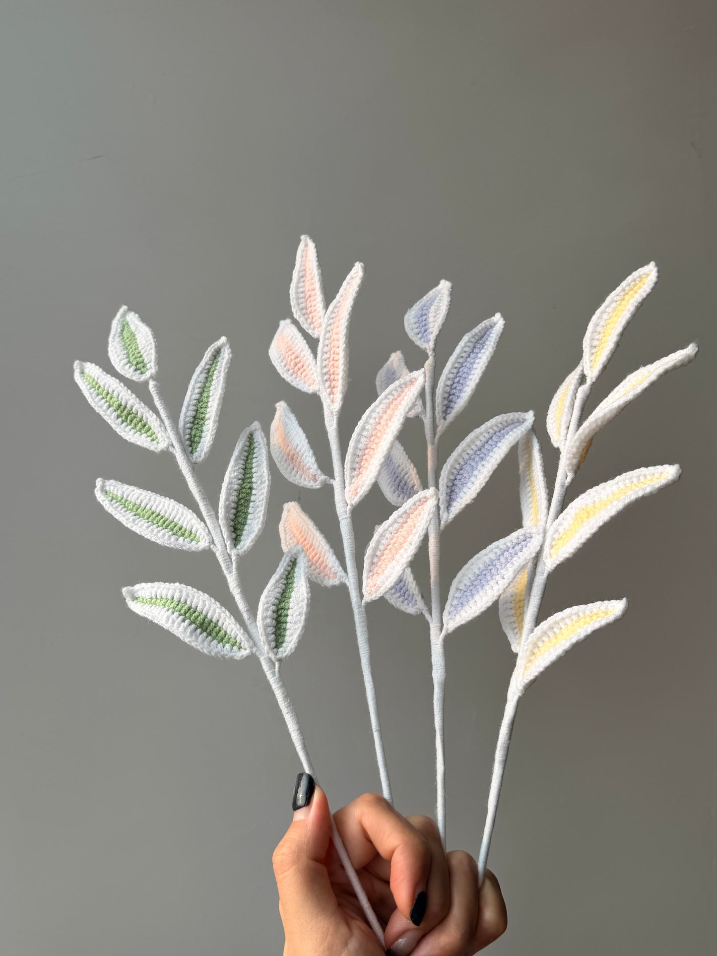 Candy Vein Leaves Crochet Flower Stem