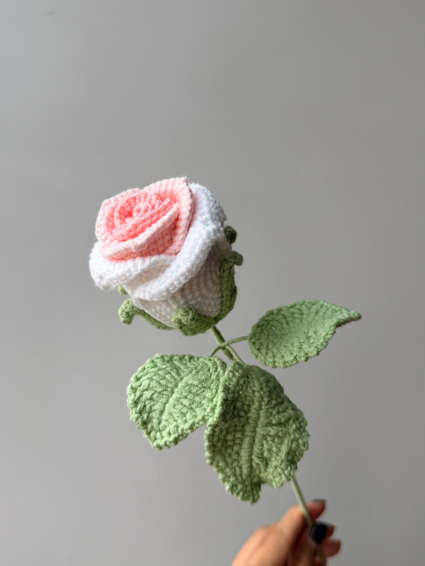 Wine Glass Rose Crochet Flower Stem