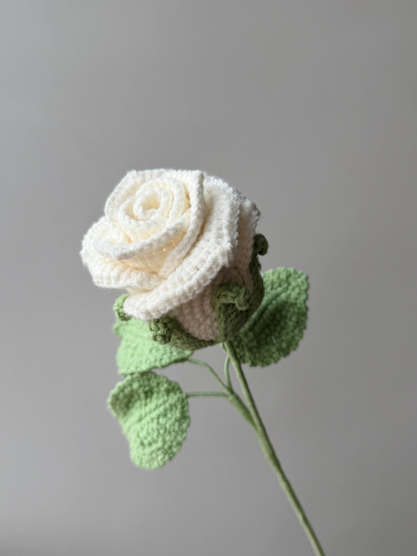Wine Glass Rose Crochet Flower Stem