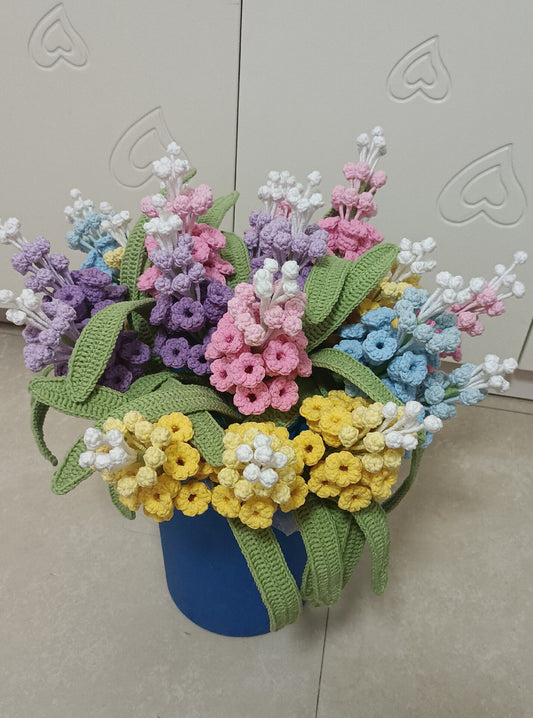 Large Grape Hyacinth Crochet Flower Stem