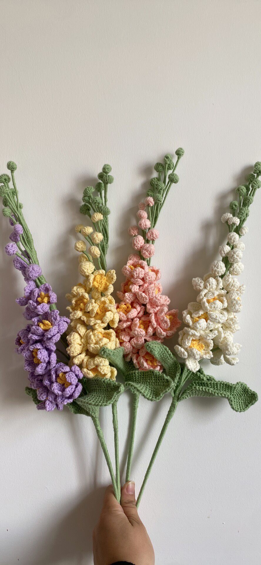 Large Larkspur Crochet Flower Stem