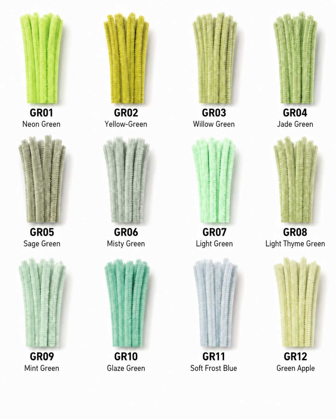 100pcs 8mm Super Dence Pipe Cleaner 30cm, DIY Flower Making Supplies Chenille Stem 104 Colors Available