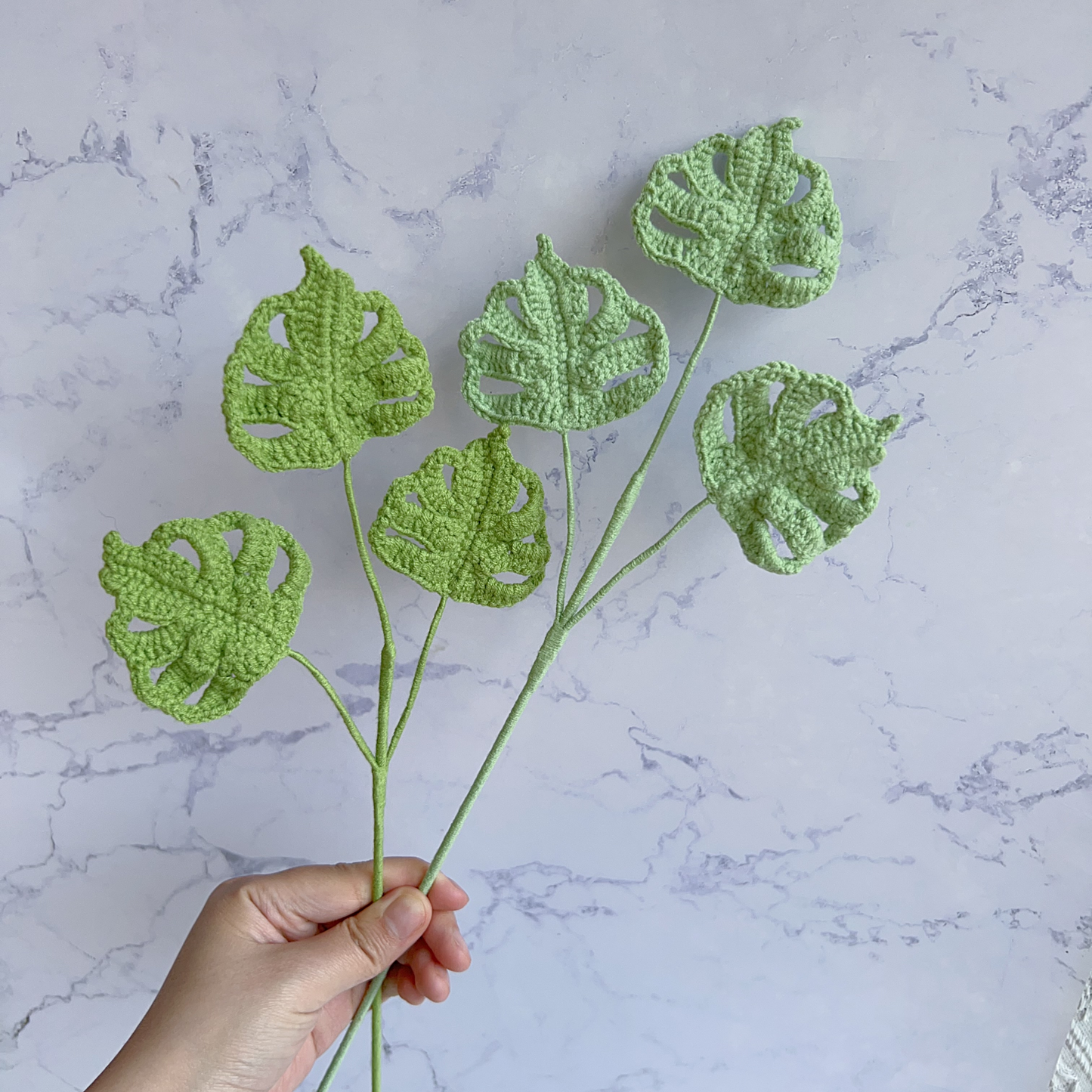 Small Monstera Leaf Crochet Flower Stem