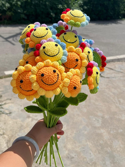 Smile Sunflower Crochet Flower Stem
