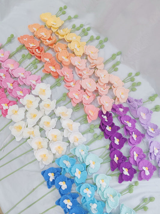 Orchid (3 Flowers) Crochet Flower Stem