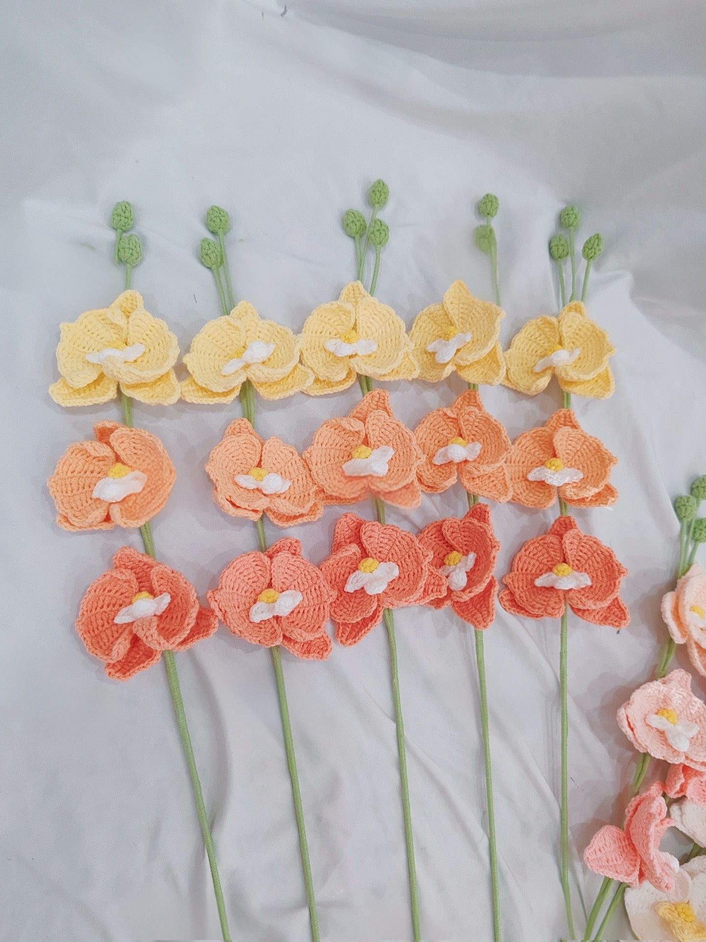 Orchid (3 Flowers) Crochet Flower Stem