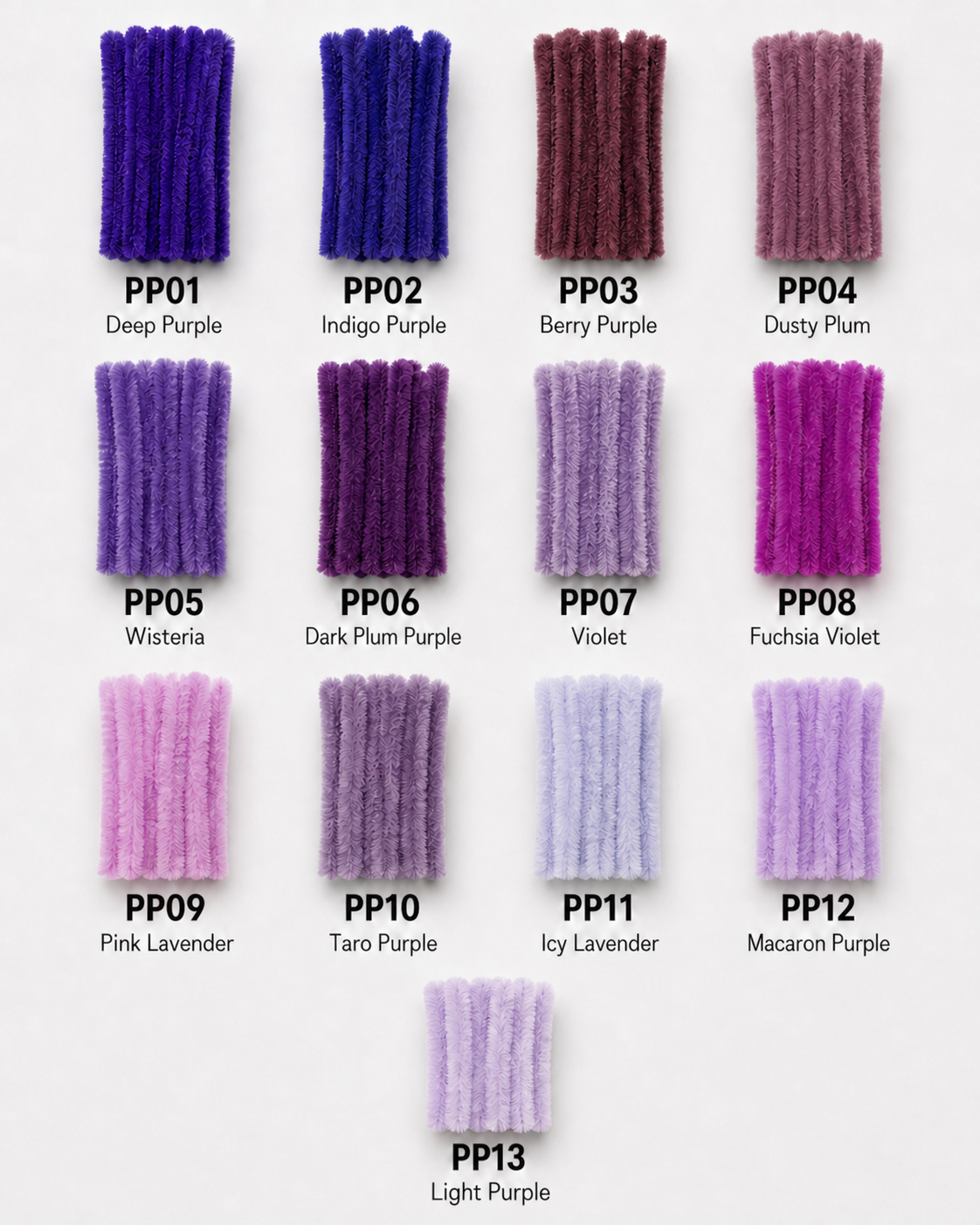 100pcs 8mm Super Dence Pipe Cleaner 30cm, DIY Flower Making Supplies Chenille Stem 104 Colors Available