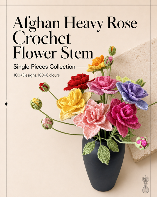 Afghan Heavy Rose Crochet Flower Stem