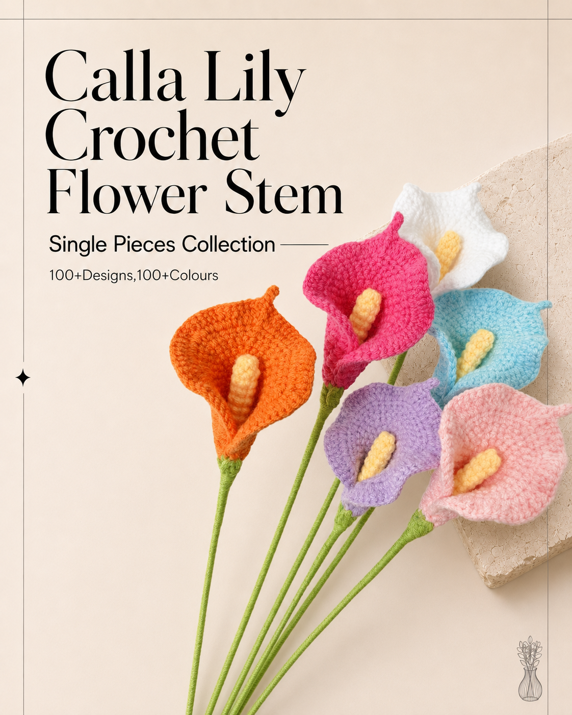 Calla Lily Crochet Flower Stem