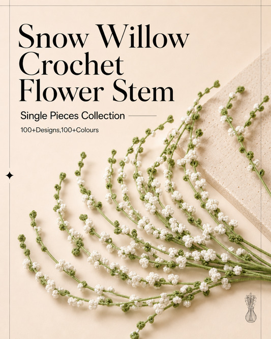 Snow Willow Crochet Flower Stem