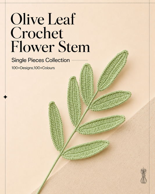 Olive Leaf Crochet Flower Stem