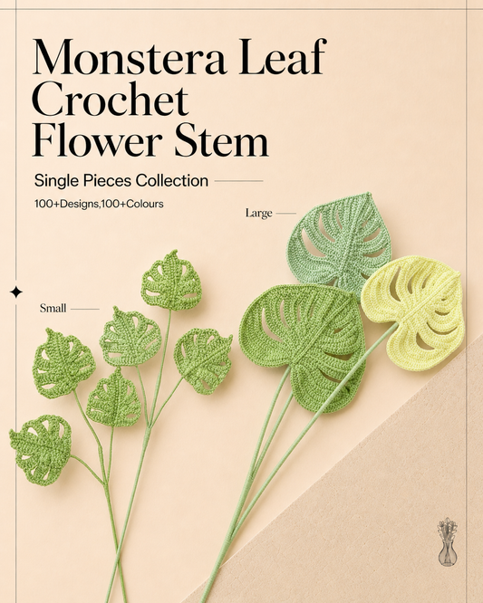 Small Monstera Leaf Crochet Flower Stem