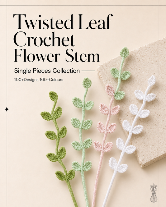Twisted Leaf Crochet Flower Stem