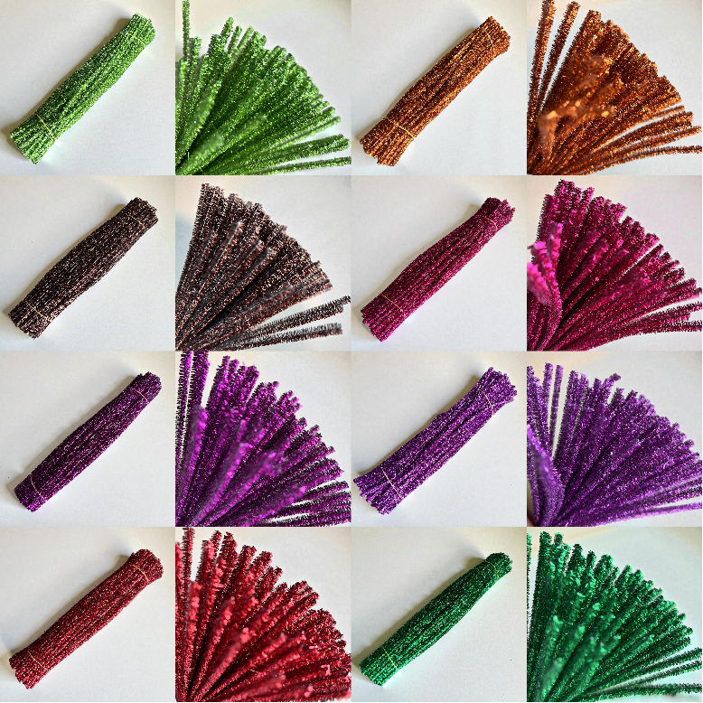 100Pcs 6mm Glitter Pipe Cleaners Sparkly Chenille Stems 30cm 22 Colors