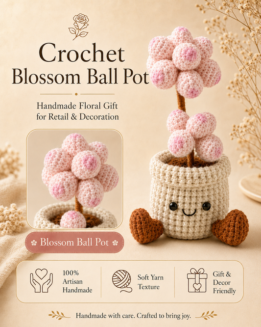 Crochet Blossom Ball Pot