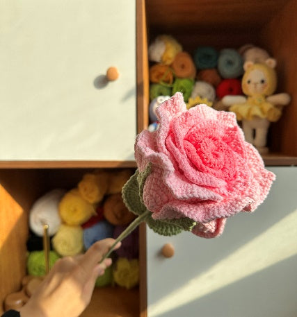 Large Thai Rose Crochet Flower Stem