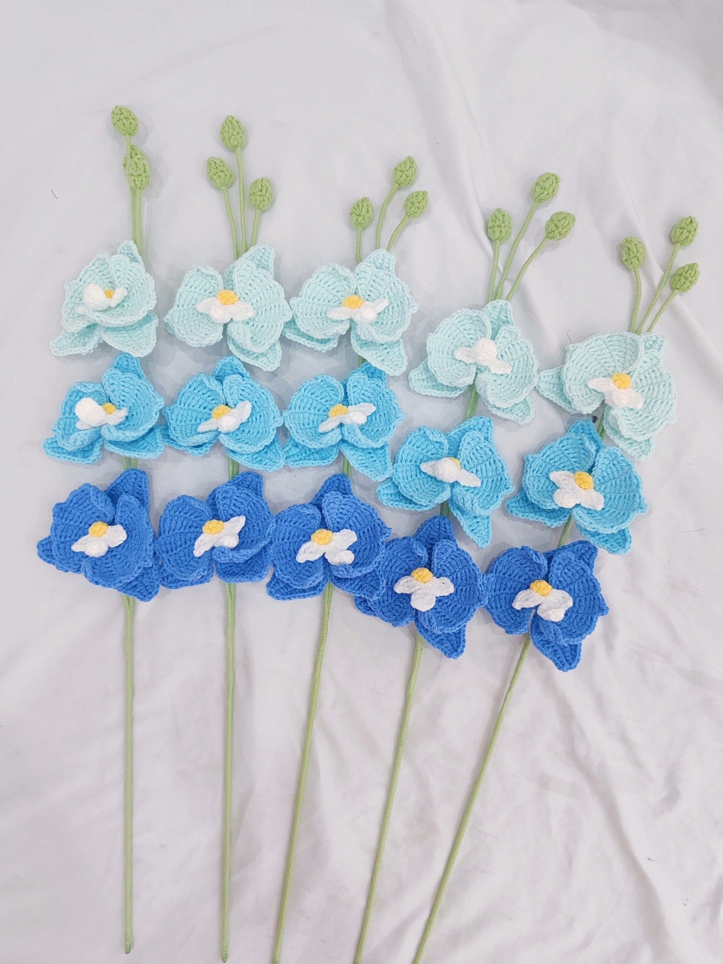 Orchid (3 Flowers) Crochet Flower Stem