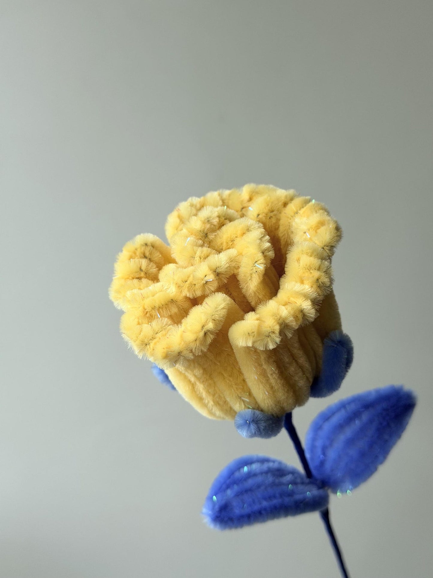 Sparkly Tinsel Gradient Rose, Handmade Chenille Stem Flower, DIY Bouquet Alternative