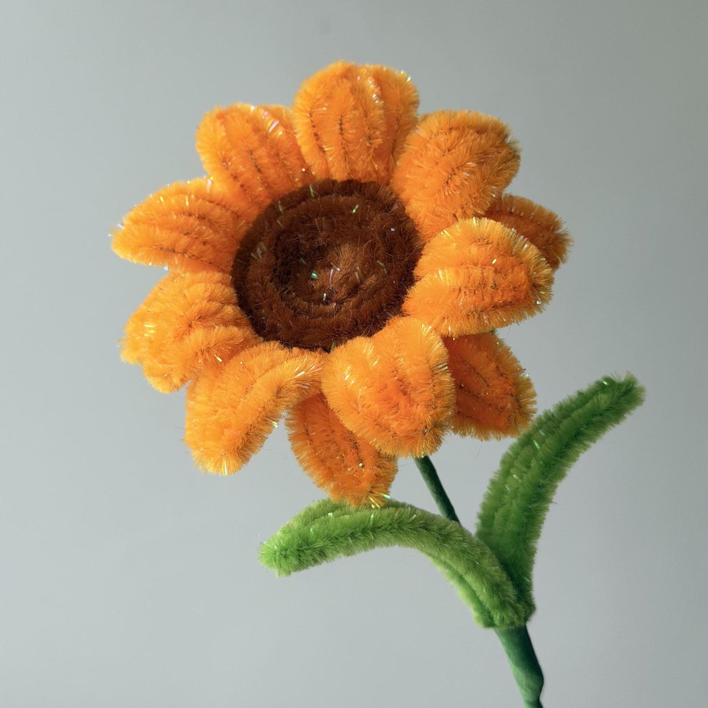 Handmade Chenille Stem Sunflower, Tinsel & Regular Finish Floral Decor