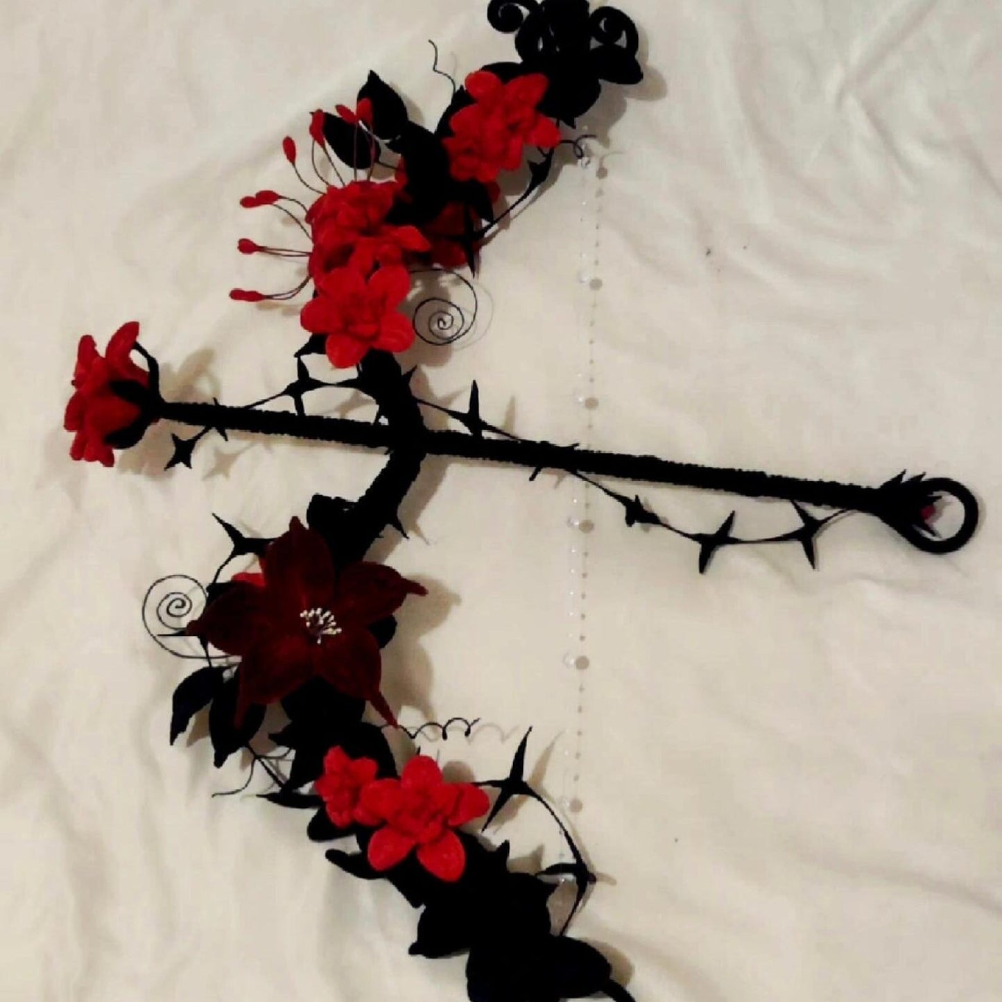 Floral Bow and Arrow, Pipe Cleaner craft, Fairy Garden Style, Fantasy Prop, Room Decor Gift, Unique Handmade Art