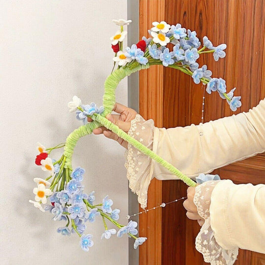 Floral Bow and Arrow, Pipe Cleaner craft, Fairy Garden Style, Fantasy Prop, Room Decor Gift, Unique Handmade Art