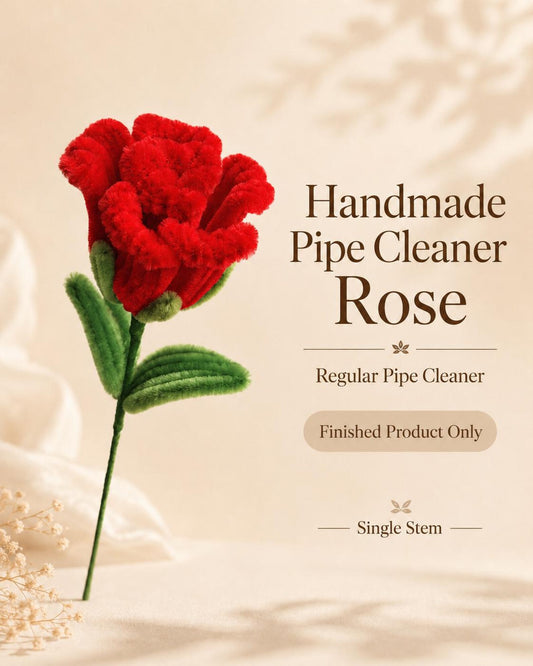 Handmade Pipe Cleaner Rose, Colorful Chenille Stem Flower, Single Faux Rose, Cute Gift, Floral Decor
