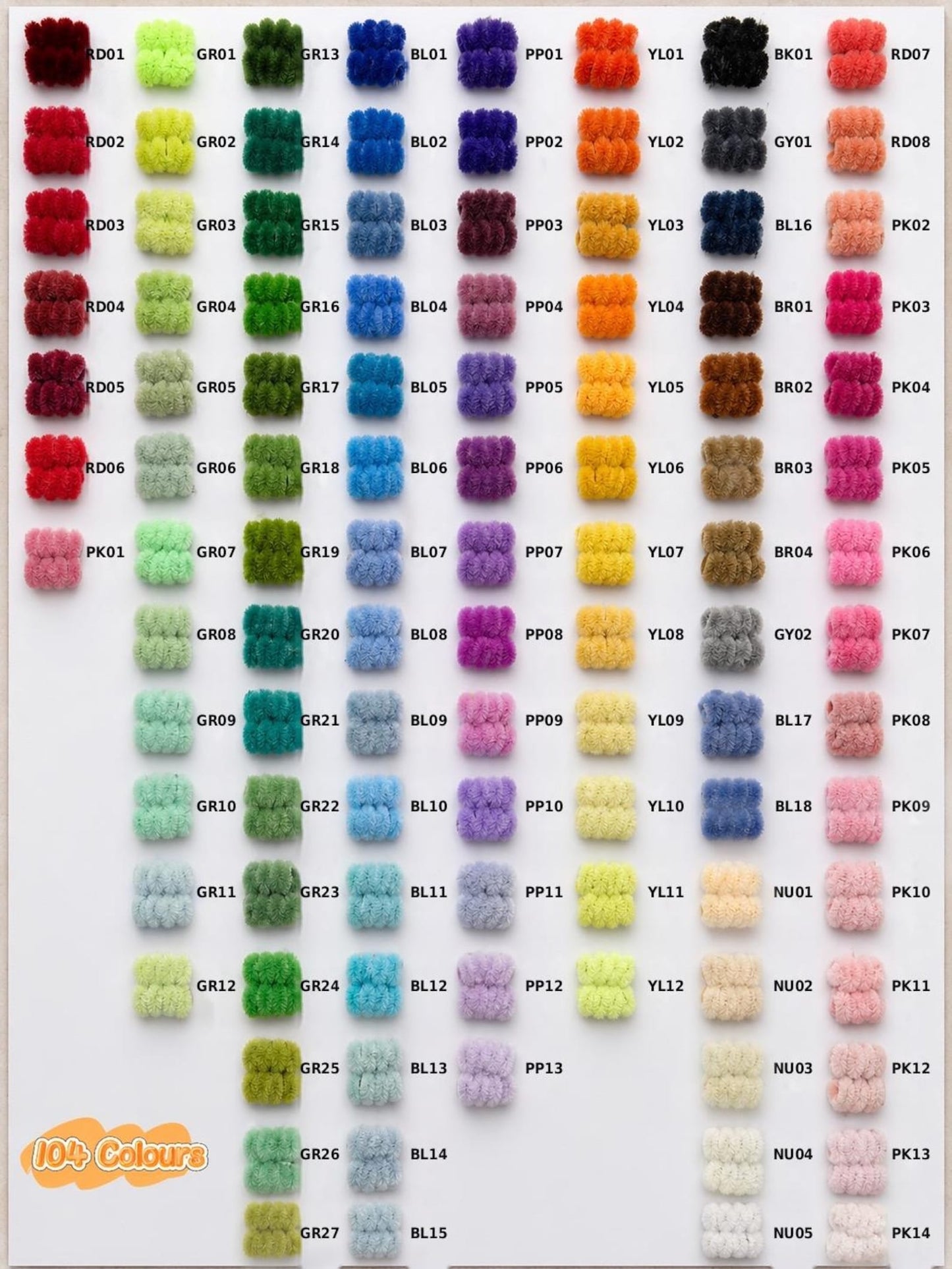 100pcs 8mm Super Dence Pipe Cleaner 30cm, DIY Flower Making Supplies Chenille Stem 104 Colors Available