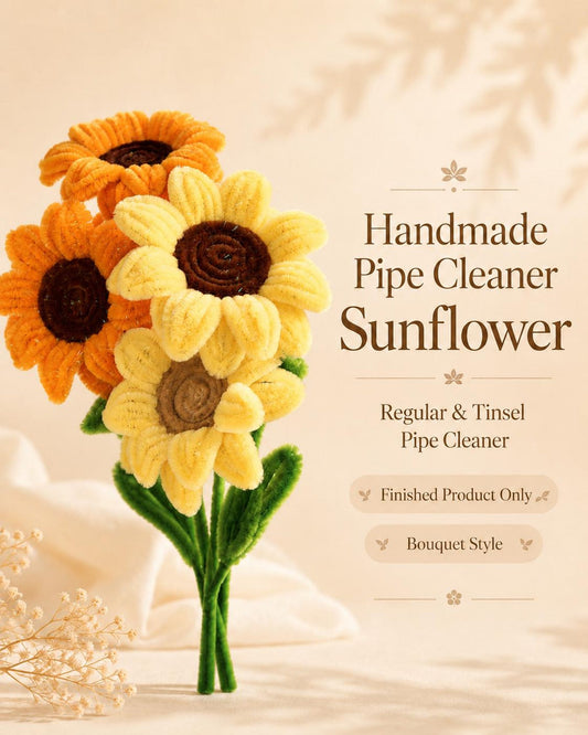 Handmade Chenille Stem Sunflower, Tinsel & Regular Finish Floral Decor