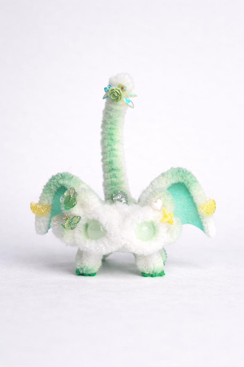 Pastel Baby Pipe Cleaner Dragon Handmade Fantasy Creature Desk Decor Gift