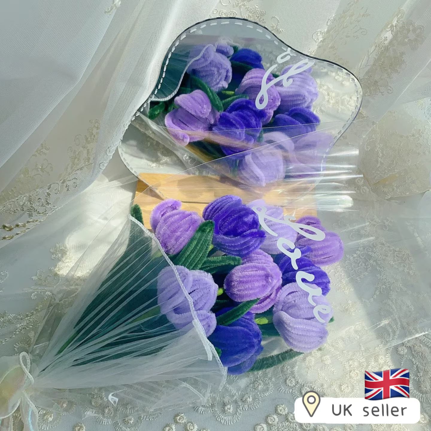 Pipe Cleaners Tulip DIY kit, for 7 handmade flower bouquet, handcrafts chenille stems