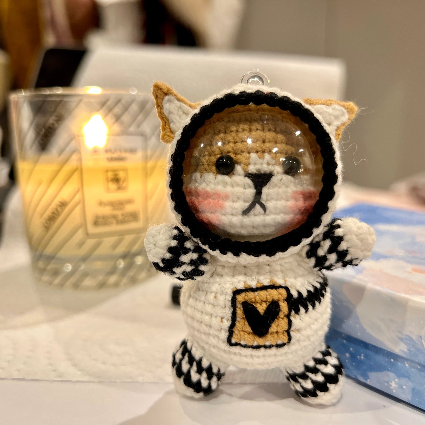 Crochet Space Animal Keyring Amigurumi Astronaut Handmade Gift