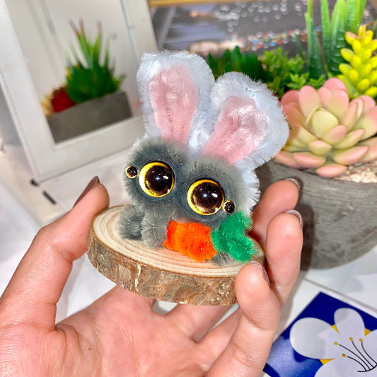 Lucas Bunny Costume Pipe Cleaner Jumping Spider Handmade Desk Ornament
