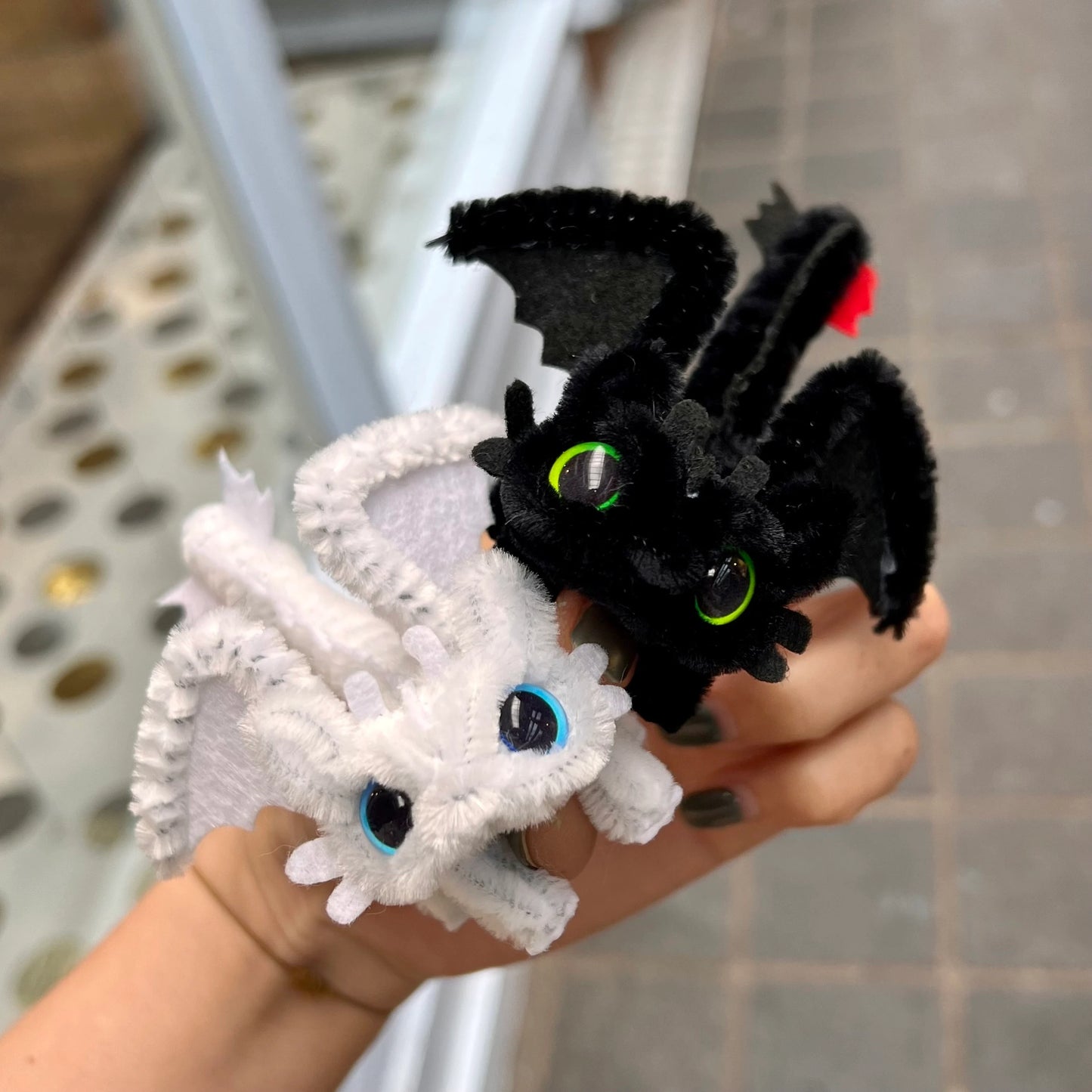 Toothless Pipe Cleaner Dragon Couple Gift Handmade Fluffy
