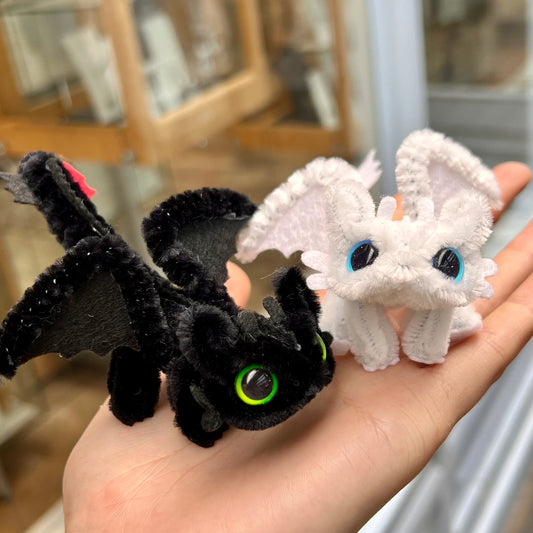 Toothless Pipe Cleaner Dragon Couple Gift Handmade Fluffy