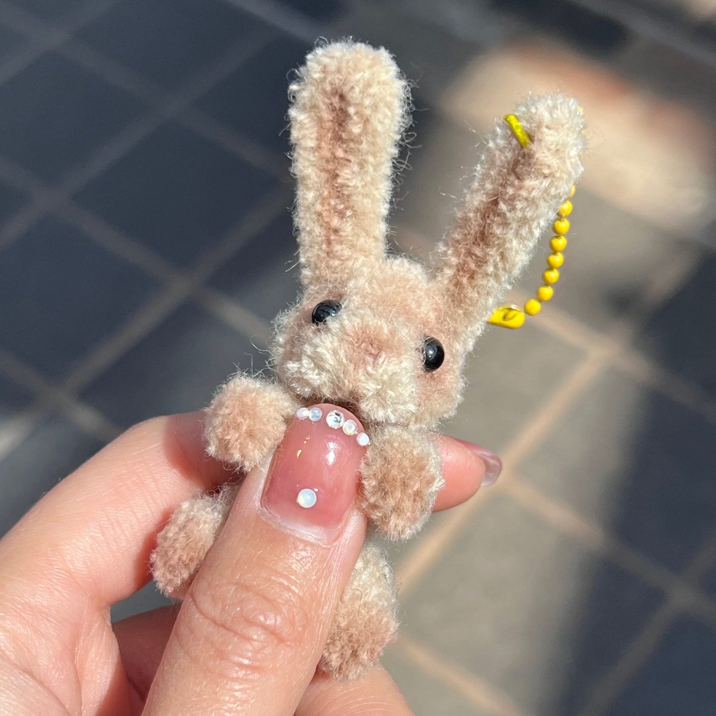 Pipe Cleaner Bunny Charm Cute Keyring Handmade Fluffy Toy