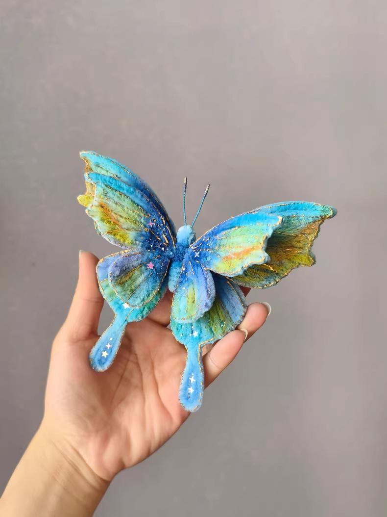 Handmade Pipe Cleaner Butterfly Brooch Custom Sizes Unique Gift