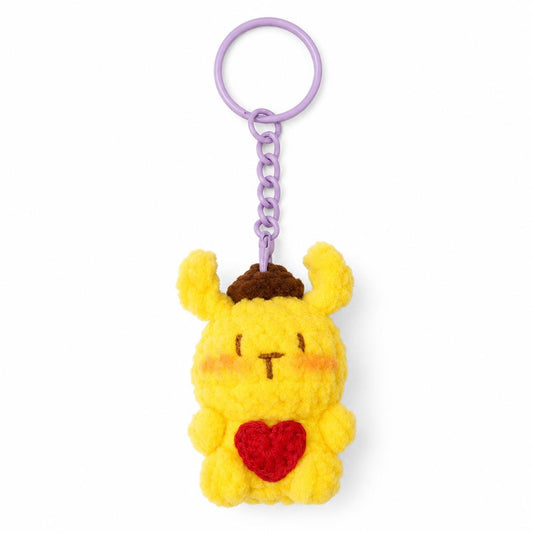 Cute Gummy Style Pum Pum Purin Keychain, Crochet Plush Animal Charm, Handmade Bag Accessory, Kawaii Dog Keyring Gift